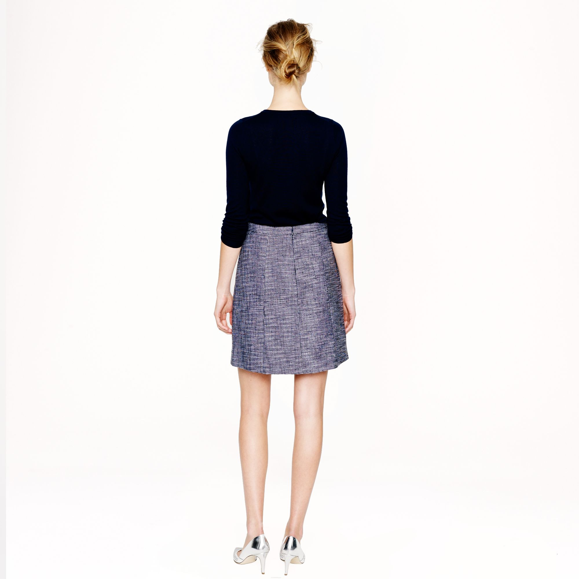 J crew navy pleated cheap skirt