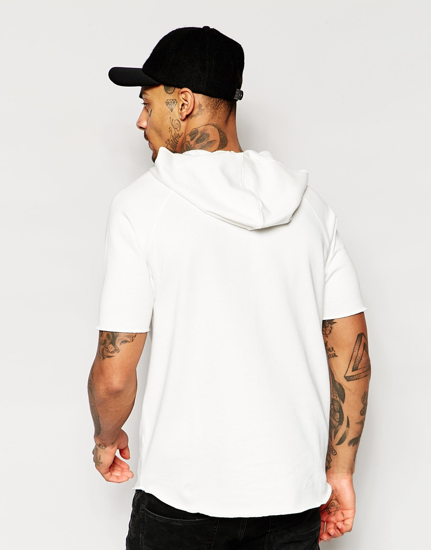 off white short sleeve hoodie