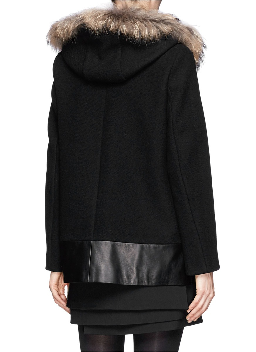 sandro fur hood coat