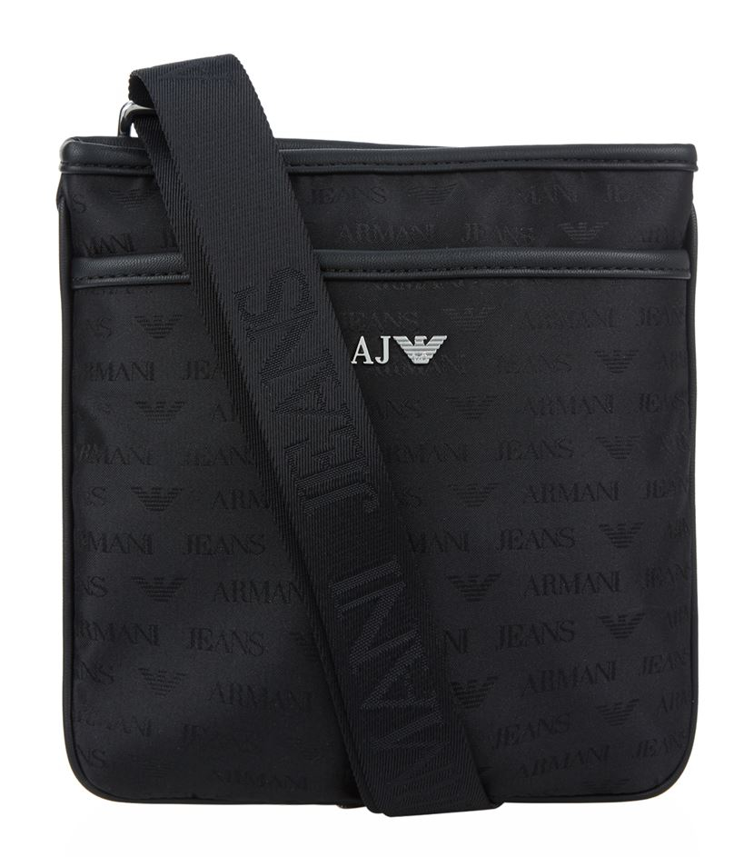 Armani Jeans Logo Print Stash Messenger Bag in Black for Men - Lyst