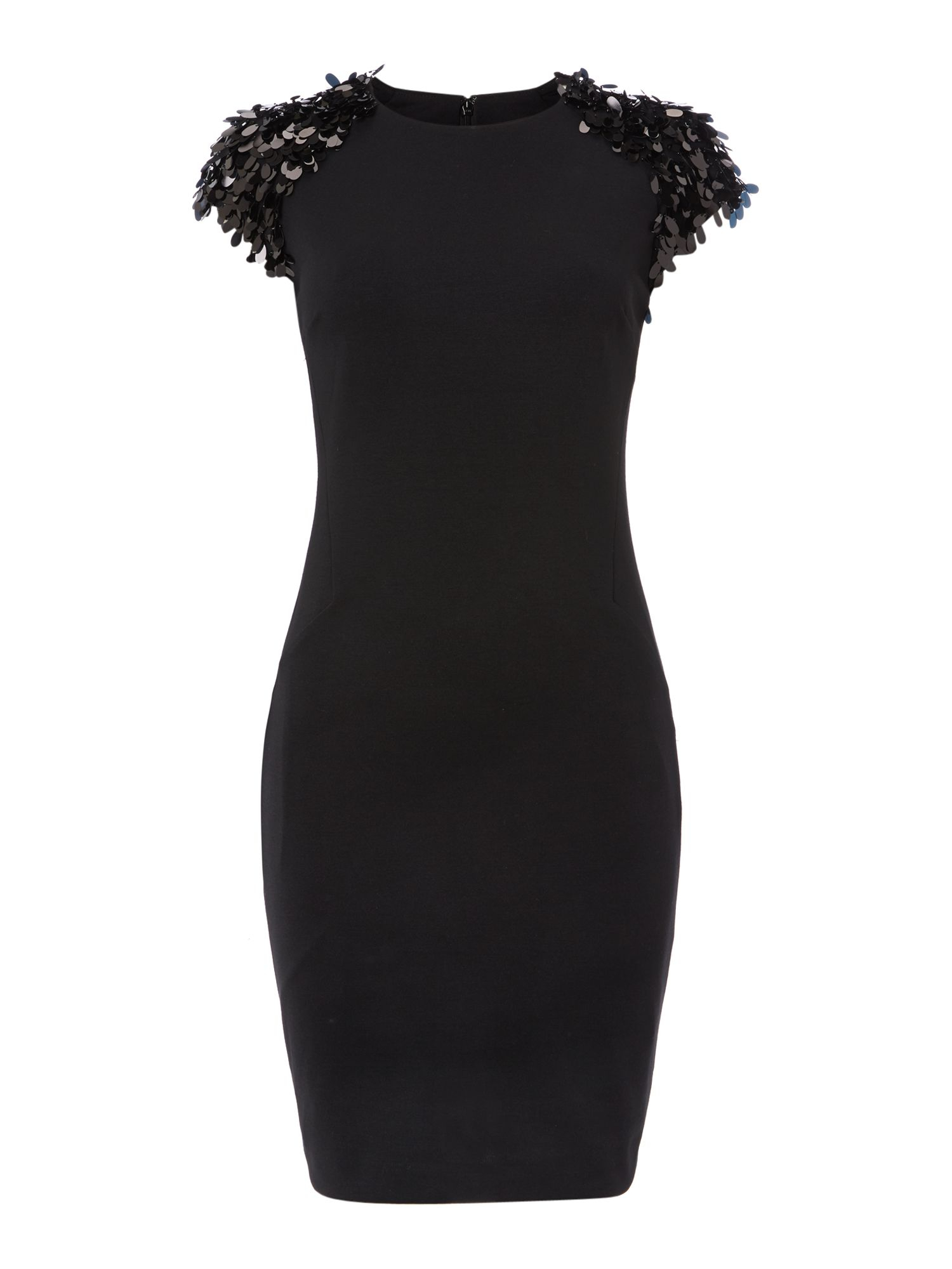 Michael kors Sequin Shoulder Short Sleeve Dress in Black | Lyst