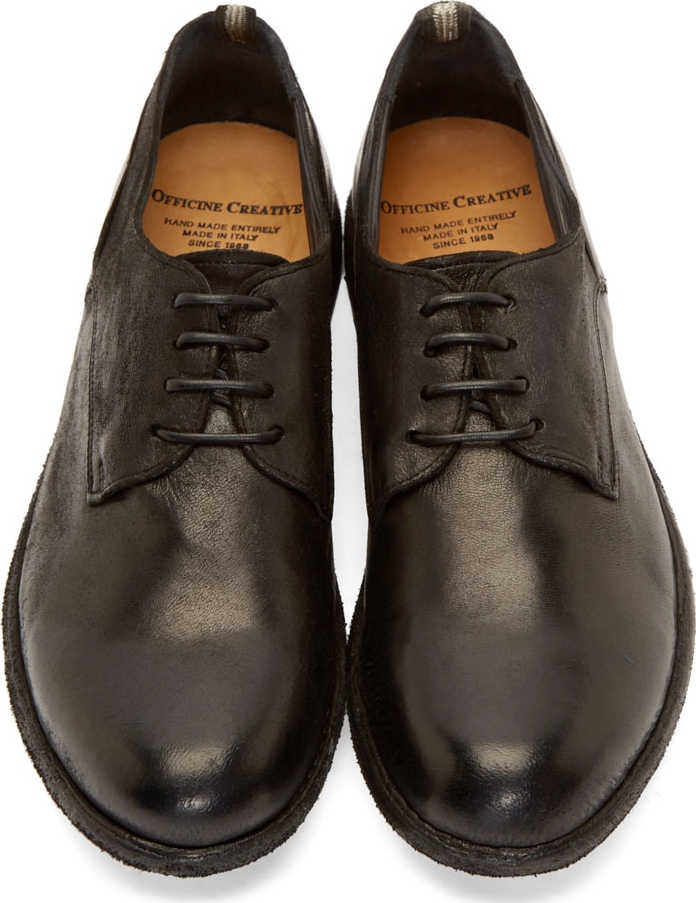 Officine Creative Black Leather Distressed Lace_Up Derby officine creative Schuhe italy, Officine Creative Italia