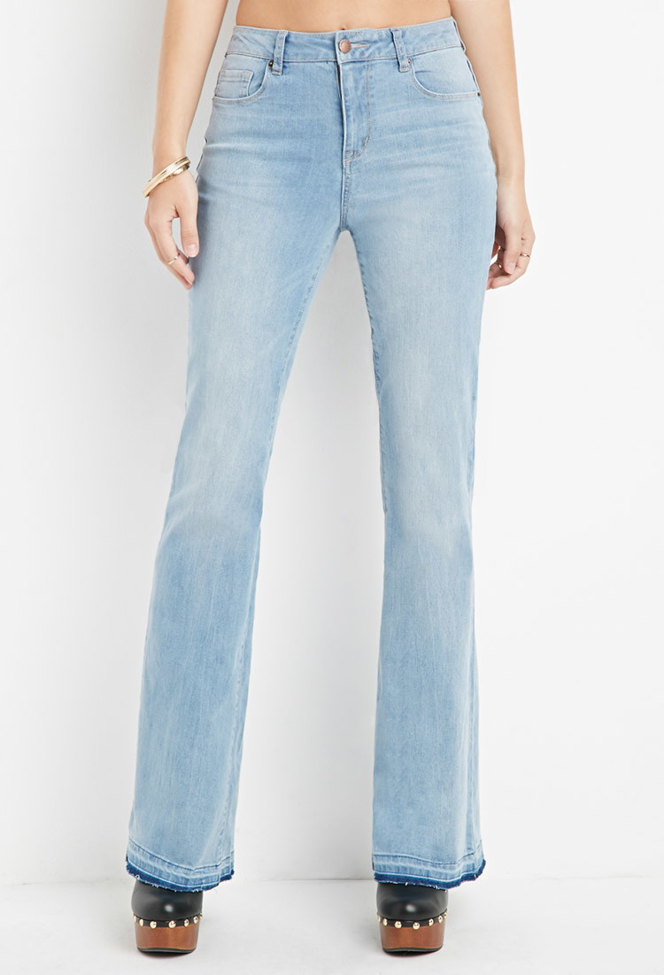 Forever 21 High-waisted Flared Jeans in Blue | Lyst