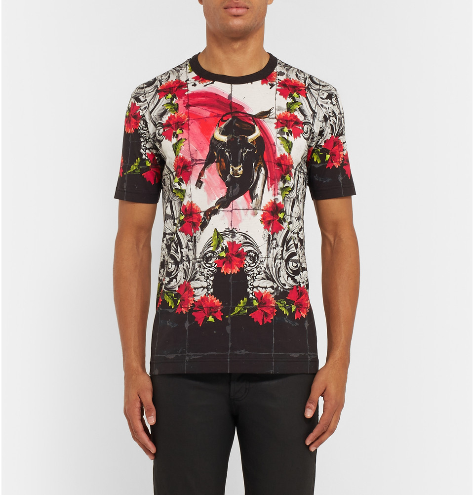 Dolce & gabbana Dragon-print Short-sleeve T-shirt in Black for Men | Lyst