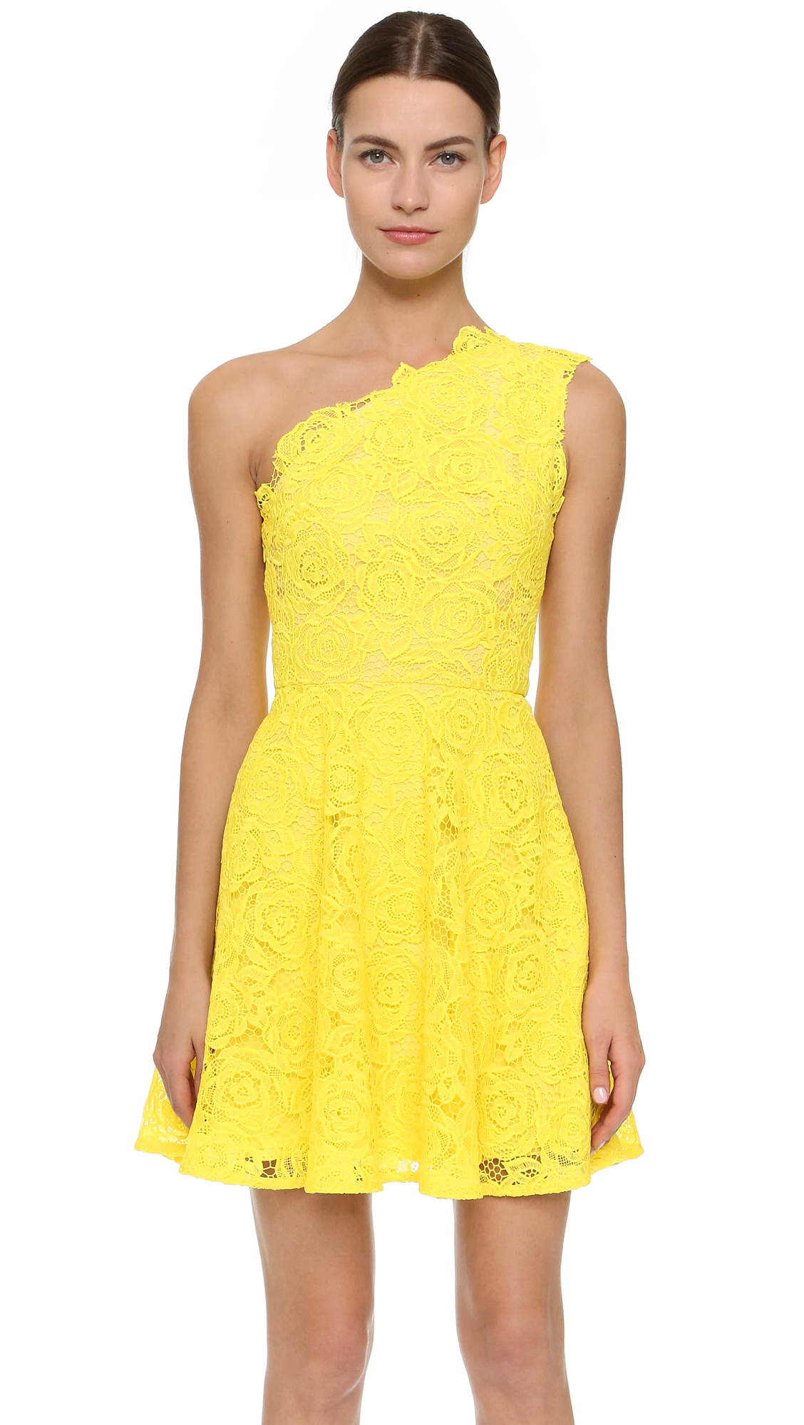One Shoulder Yellow Dresses