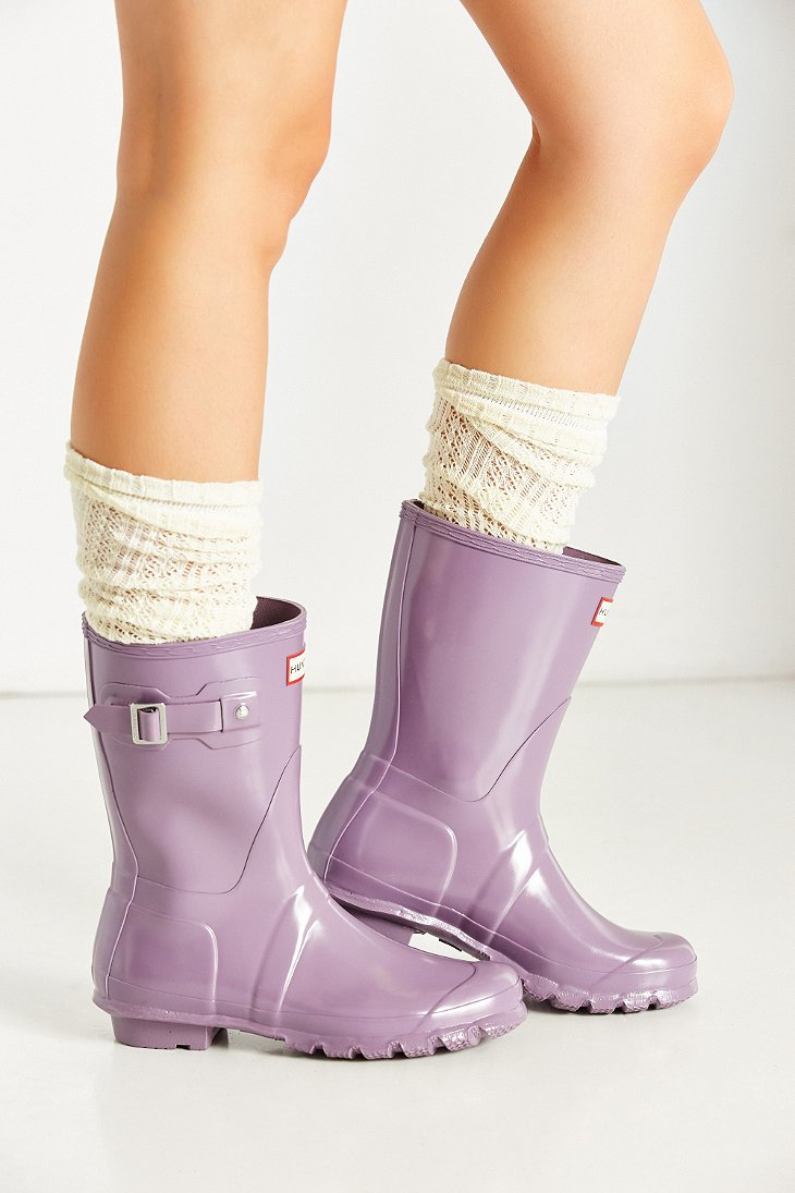 HUNTER Original Short Gloss Boot in Purple | Lyst