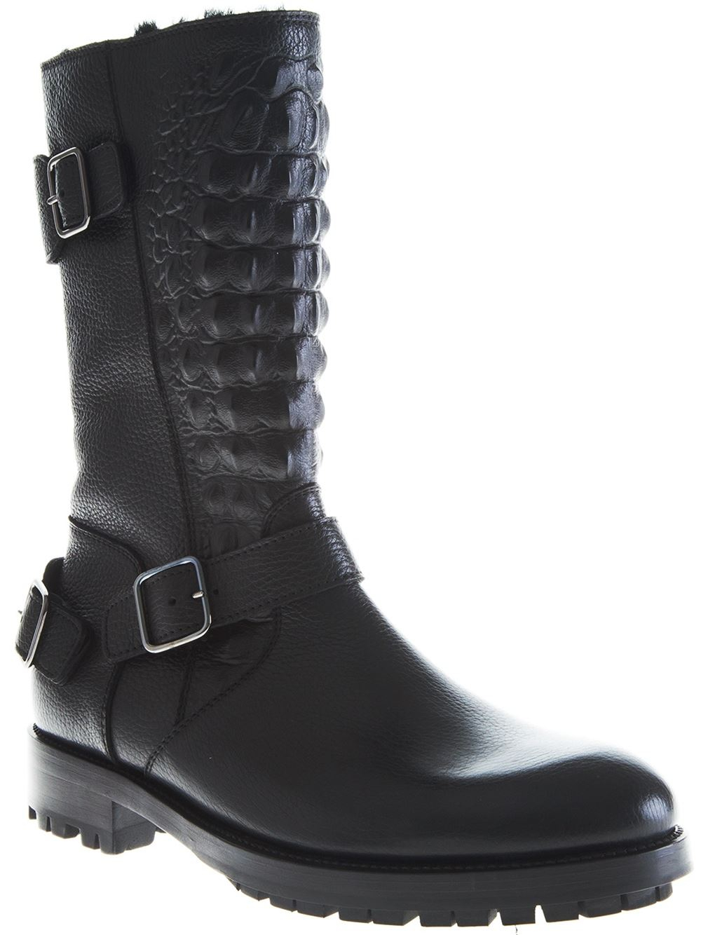 Philipp Plein Leather Studded Combat Boots in Black for Men Lyst