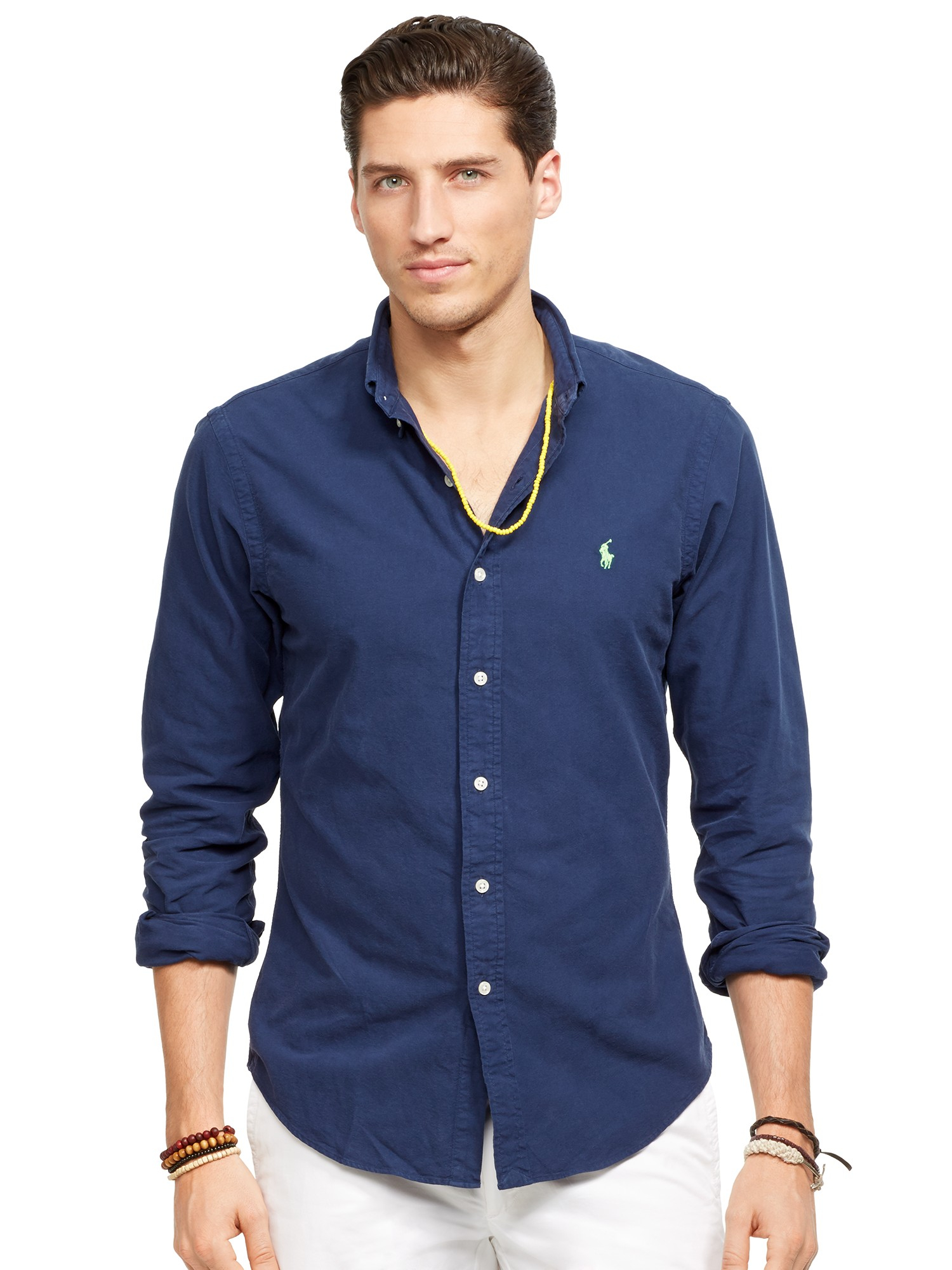 ralph lauren slim fit oxford shirt navy