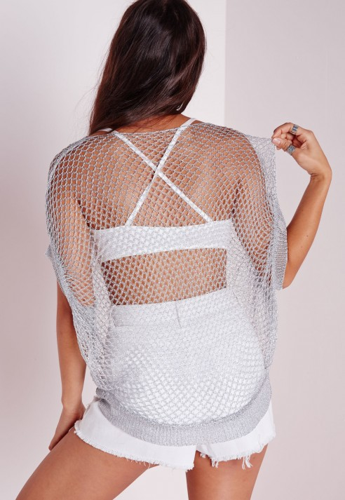 silver fishnet top