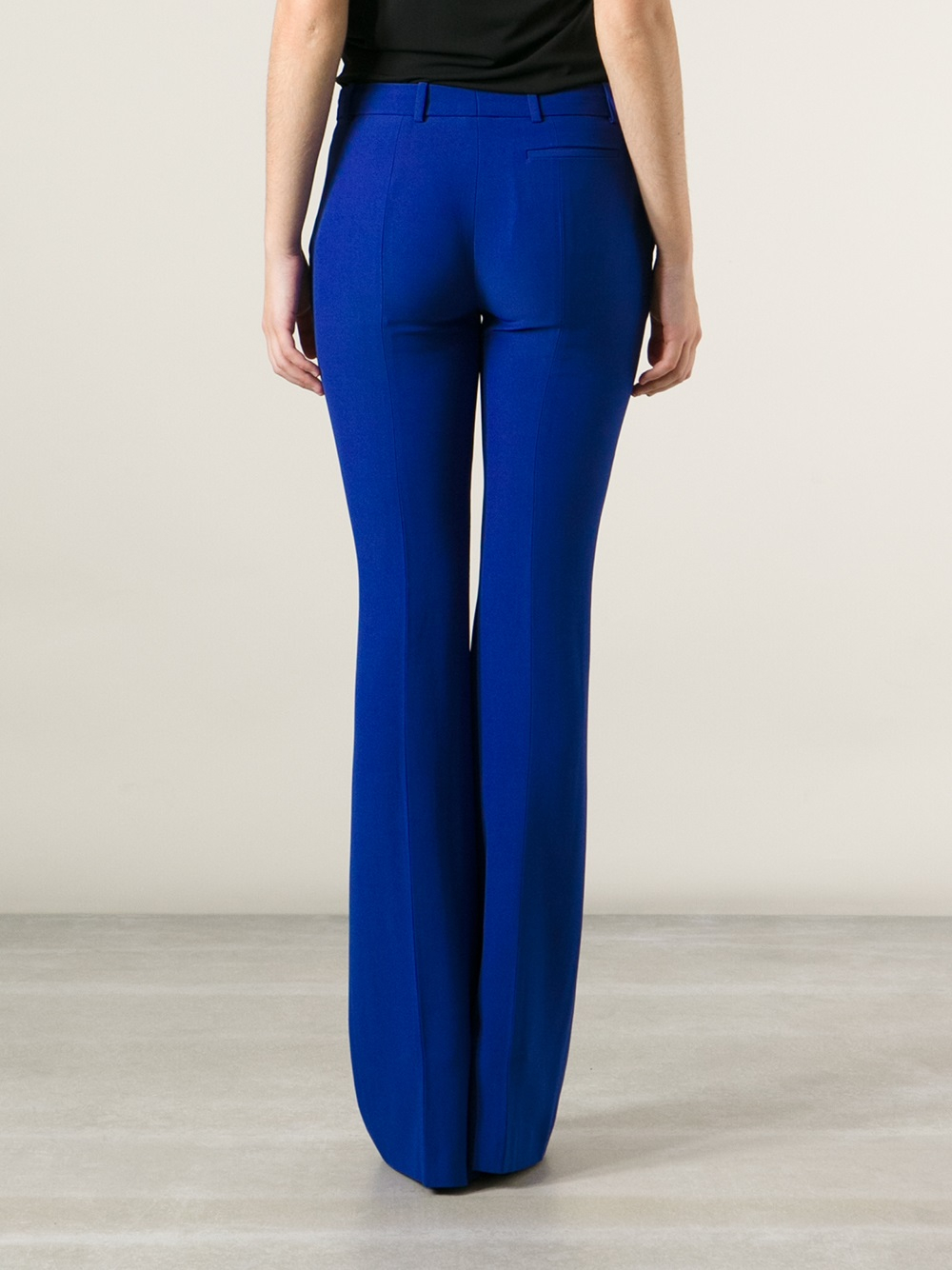 light blue flared trousers