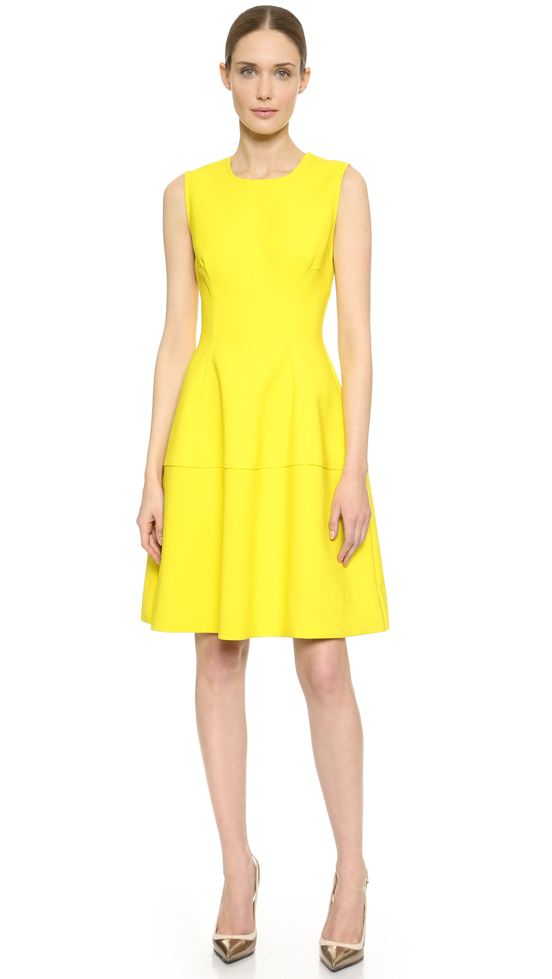 Lela rose Seamed Sheath Dress - Citrine in Yellow | Lyst