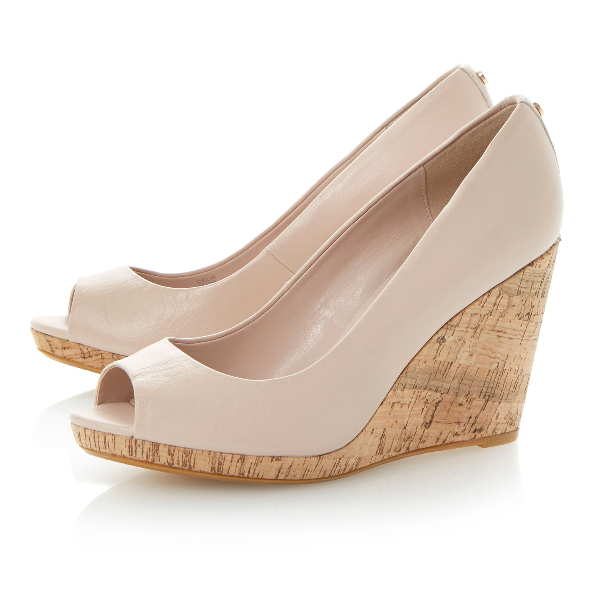 dune peep toe wedges