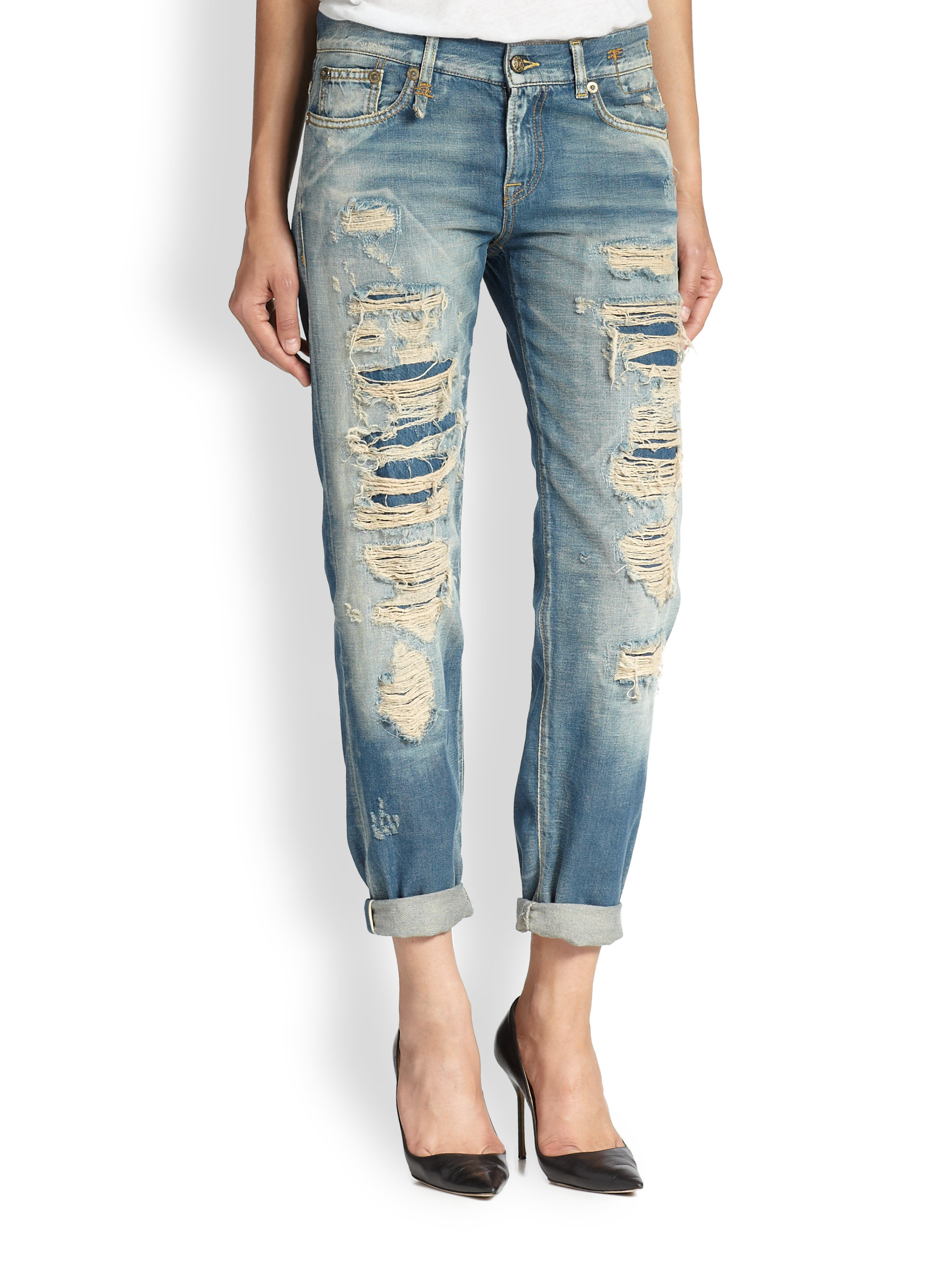 shredded boyfriend jeans