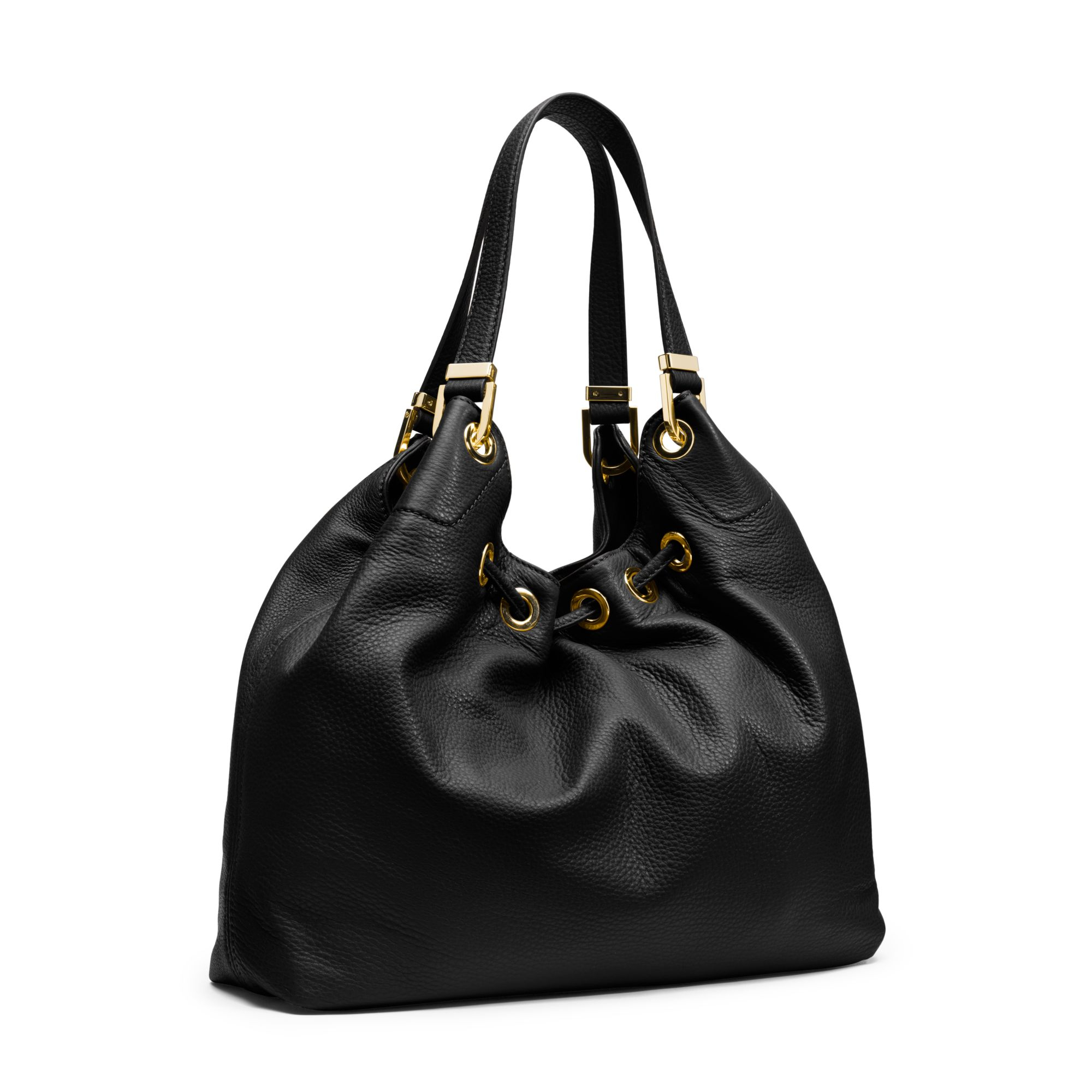 Lyst - Michael Kors Camden Large Leather Shoulder Bag in Black