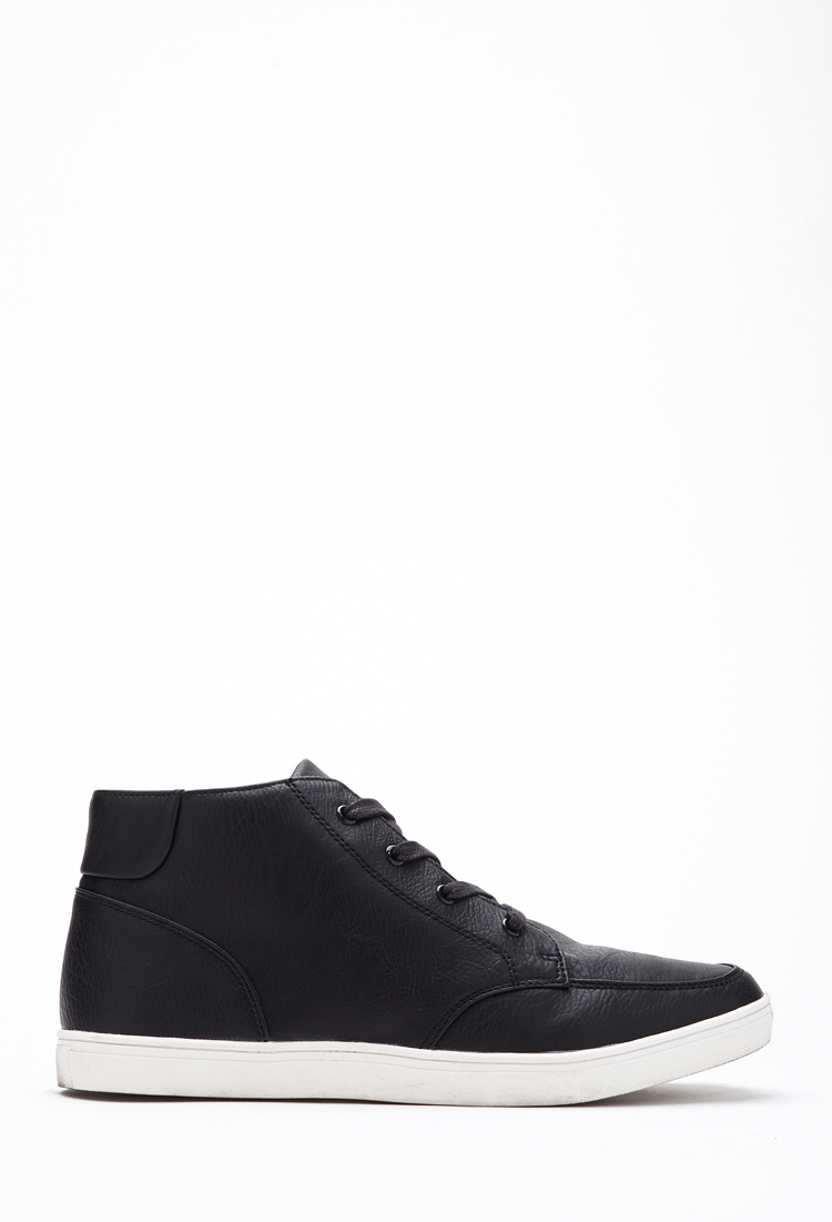 faux leather high top sneakers