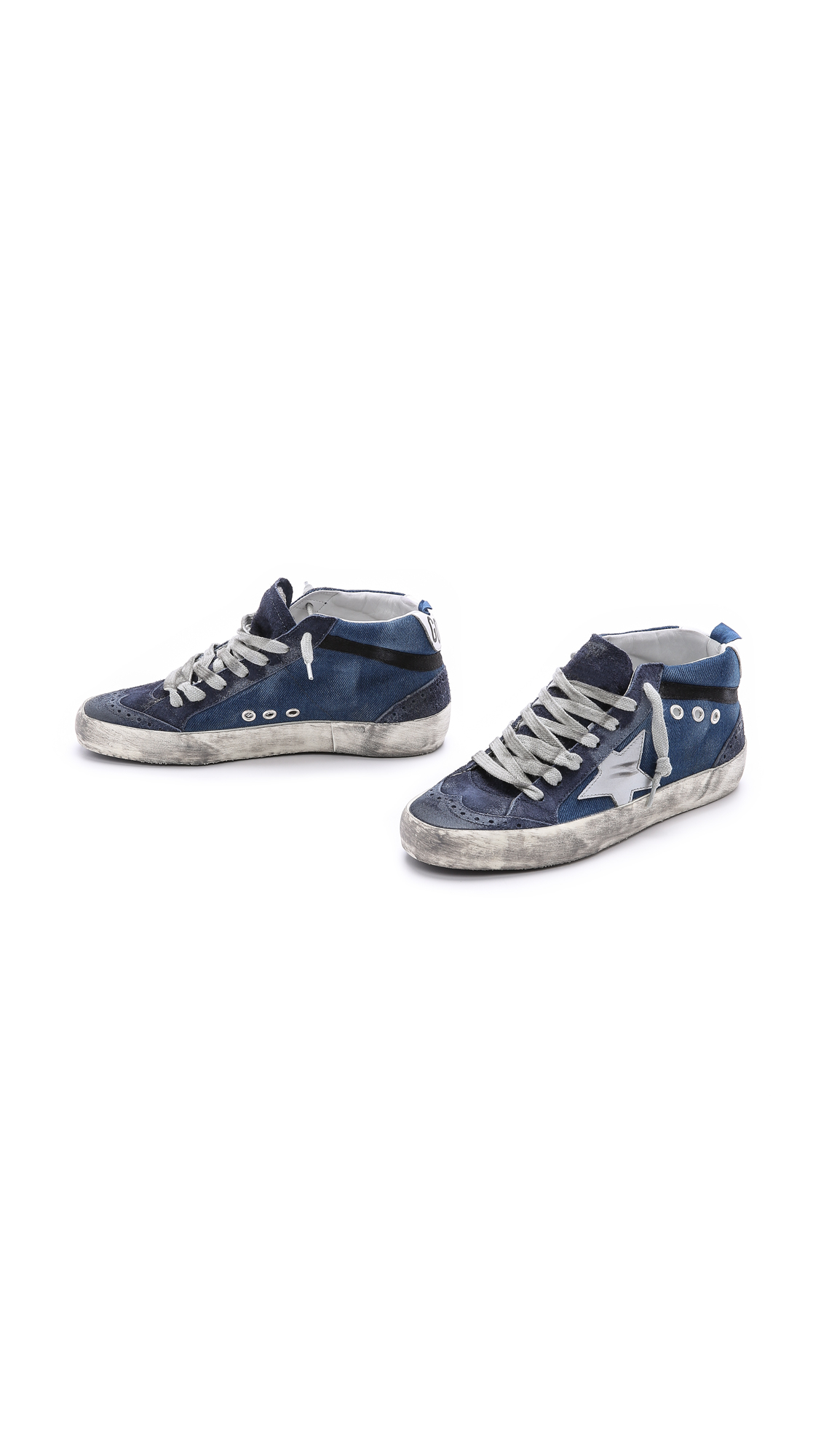 Golden Mid Star Sneakers - Blue | Lyst