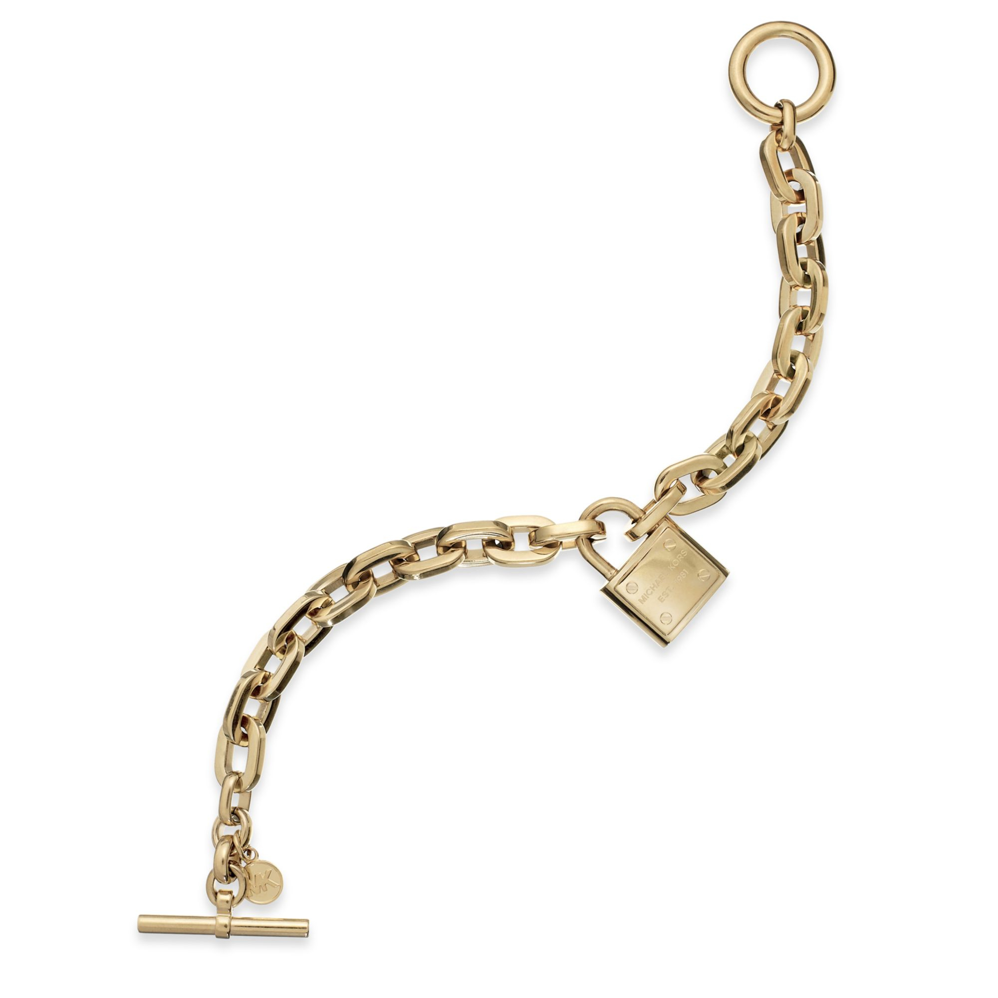 Michael Kors Gold-Tone Padlock Link Toggle Bracelet in Gold | Lyst