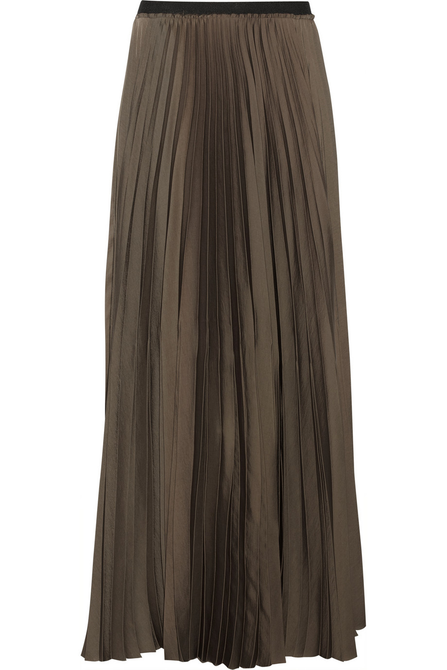 Enza Costa Pleated Satin Maxi Skirt in Army Green (Green) - Lyst