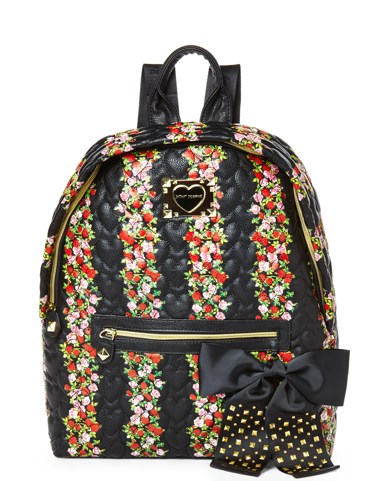 betsey johnson black and white heart backpack