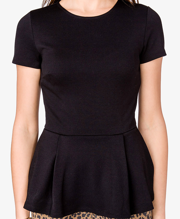 black short sleeve peplum top