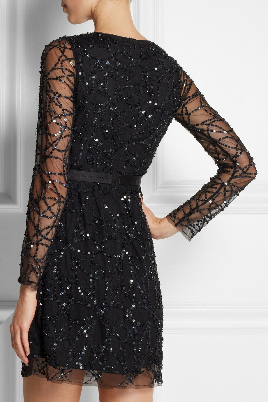 needle and thread black sequin dress