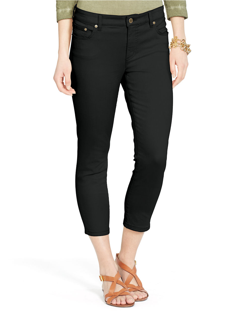 Lauren by ralph lauren Petite Super-stretch Classic Straight Cropped Jeans in Black | Lyst