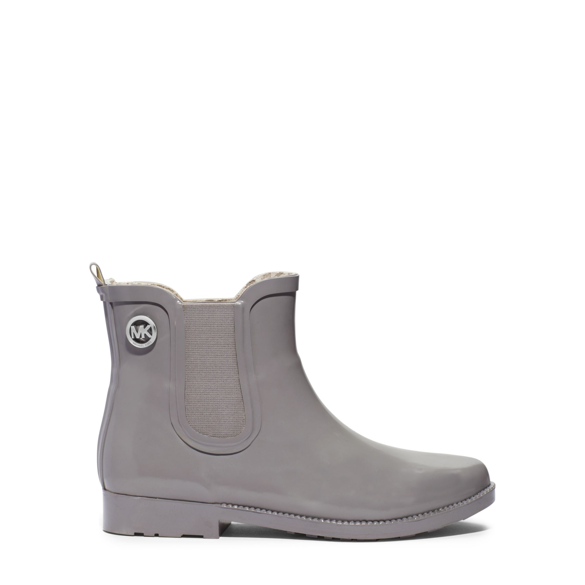 short gray rain boots