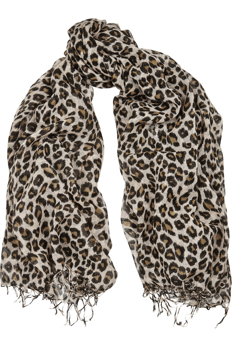 Chan luu LeopardPrint Cashmere And SilkBlend Scarf in Brown Lyst