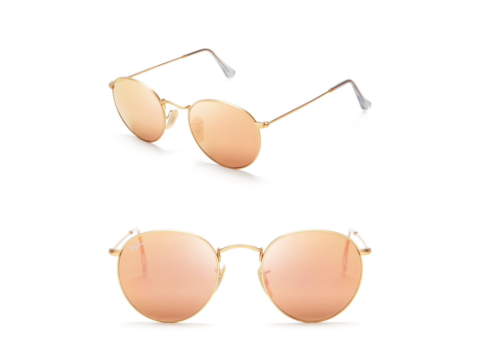 Ray-ban Round Mirror Sunglasses in Metallic | Lyst