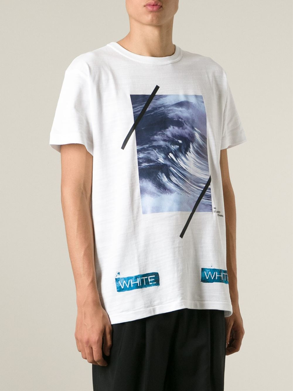 åbenbaring Overgivelse udløb Off-White c/o Virgil Abloh Wave-Print T-Shirt in White for Men | Lyst