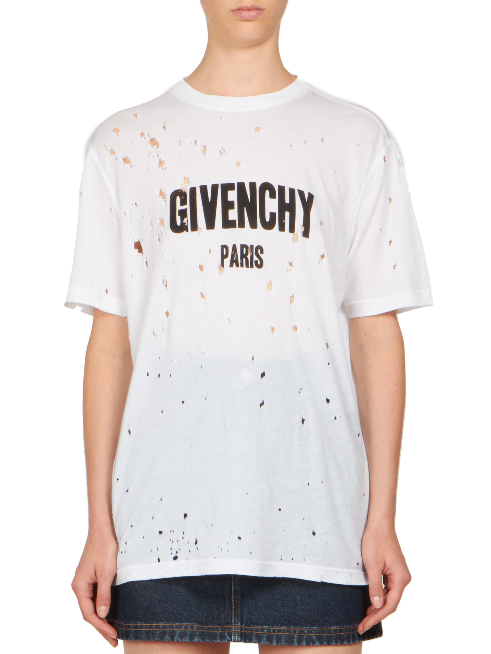 givenchy destroyed t shirt blue