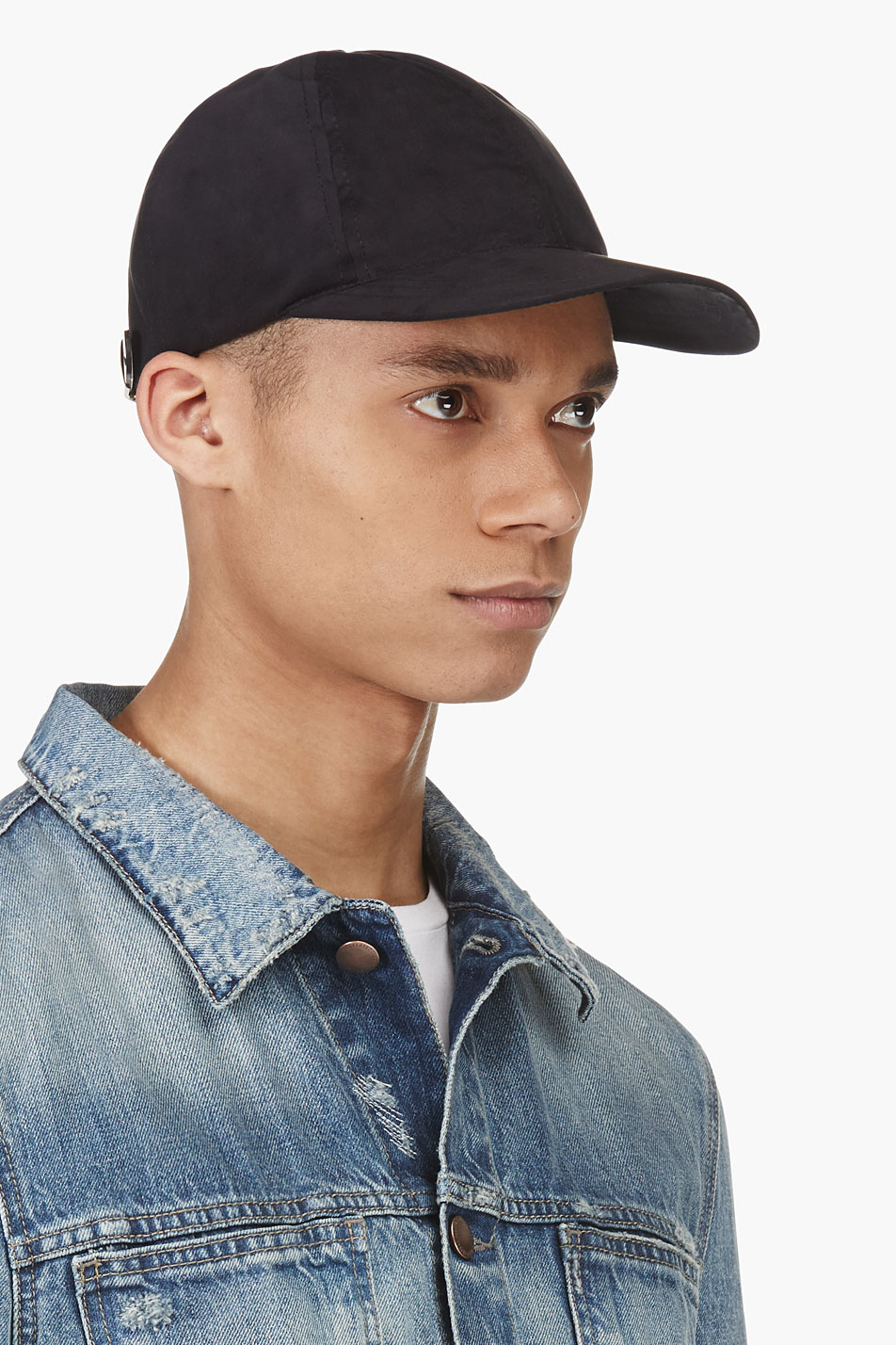 black suede baseball cap