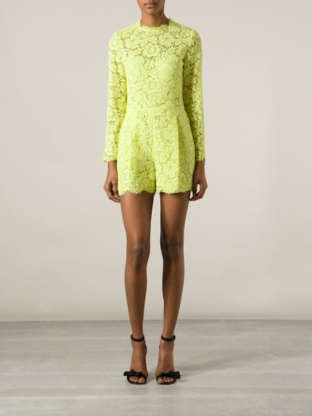lyst valentino lace romper in green valentino floral lace playsuit in green lyst lyst valentino lace romper in green valentino floral lace playsuit in green lyst
