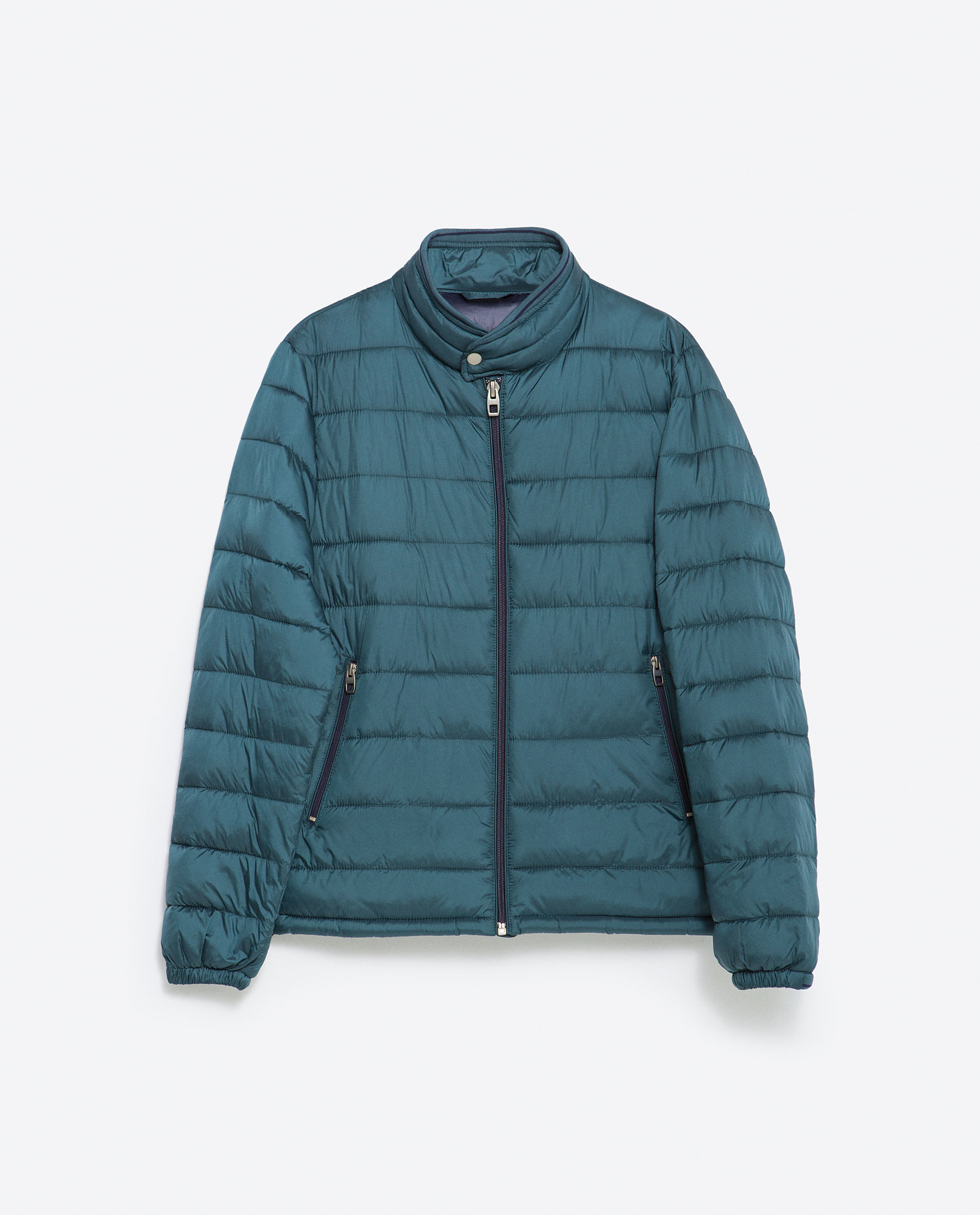 Zara Quilted Jacket With Knit Details in Green for Men (Green / Blue