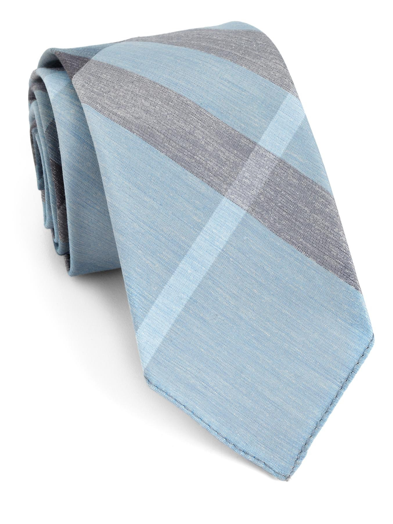 Burberry Textured Silk Check Tie in Light-Blue (Blue) for Men - Lyst