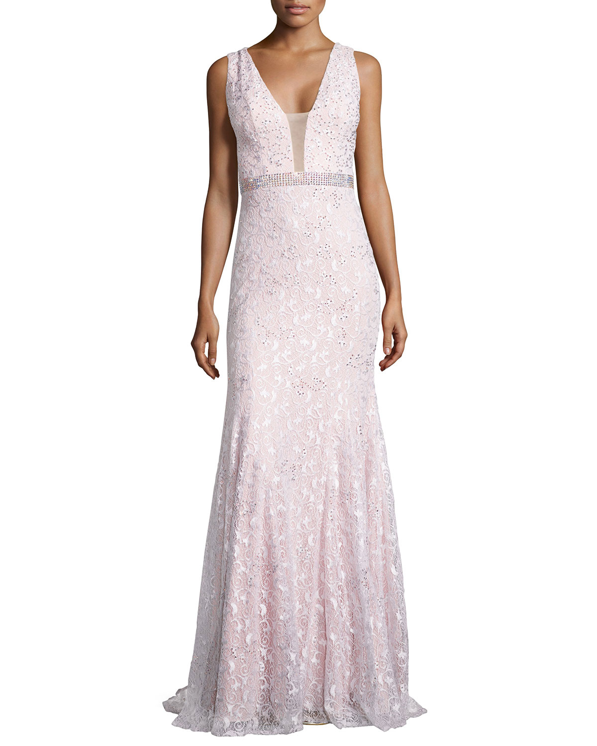 rhinestone mesh gown