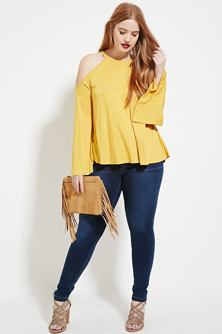 Mustard yellow blouse plus size pants