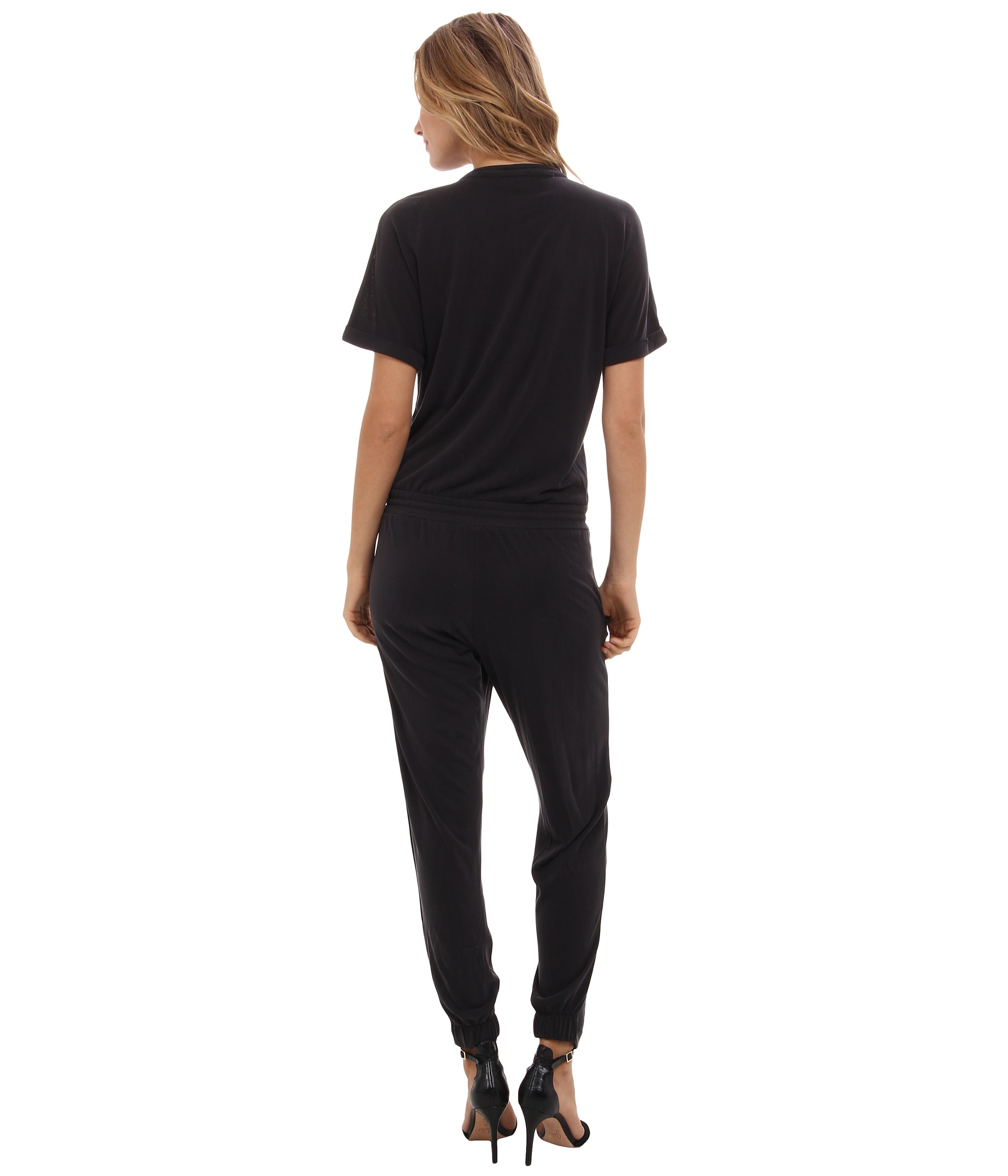 Splendid Zip Up Jumpsuit in Black - Lyst