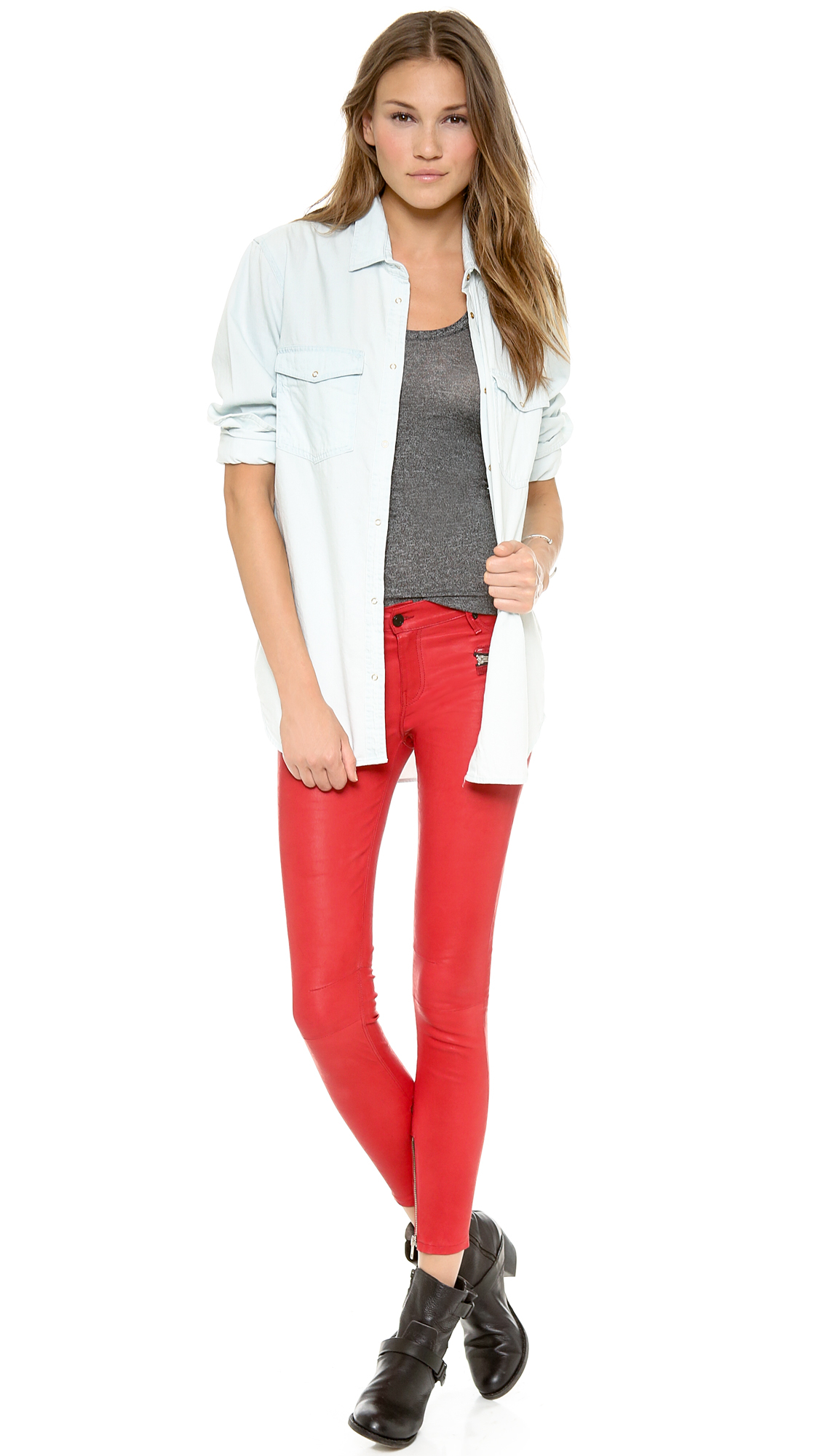 red leather pants high waisted