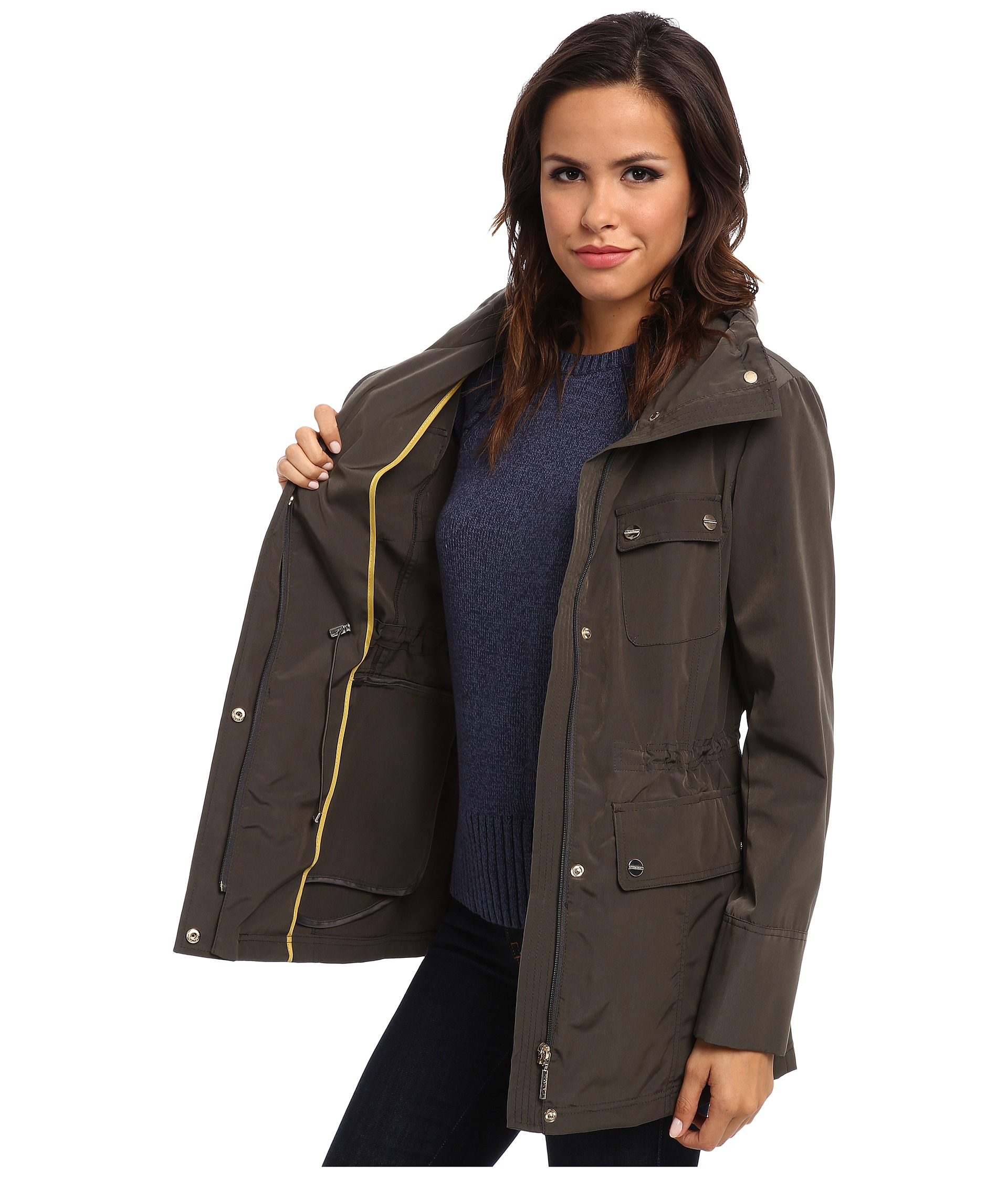 calvin klein women's long packable anorak jacket