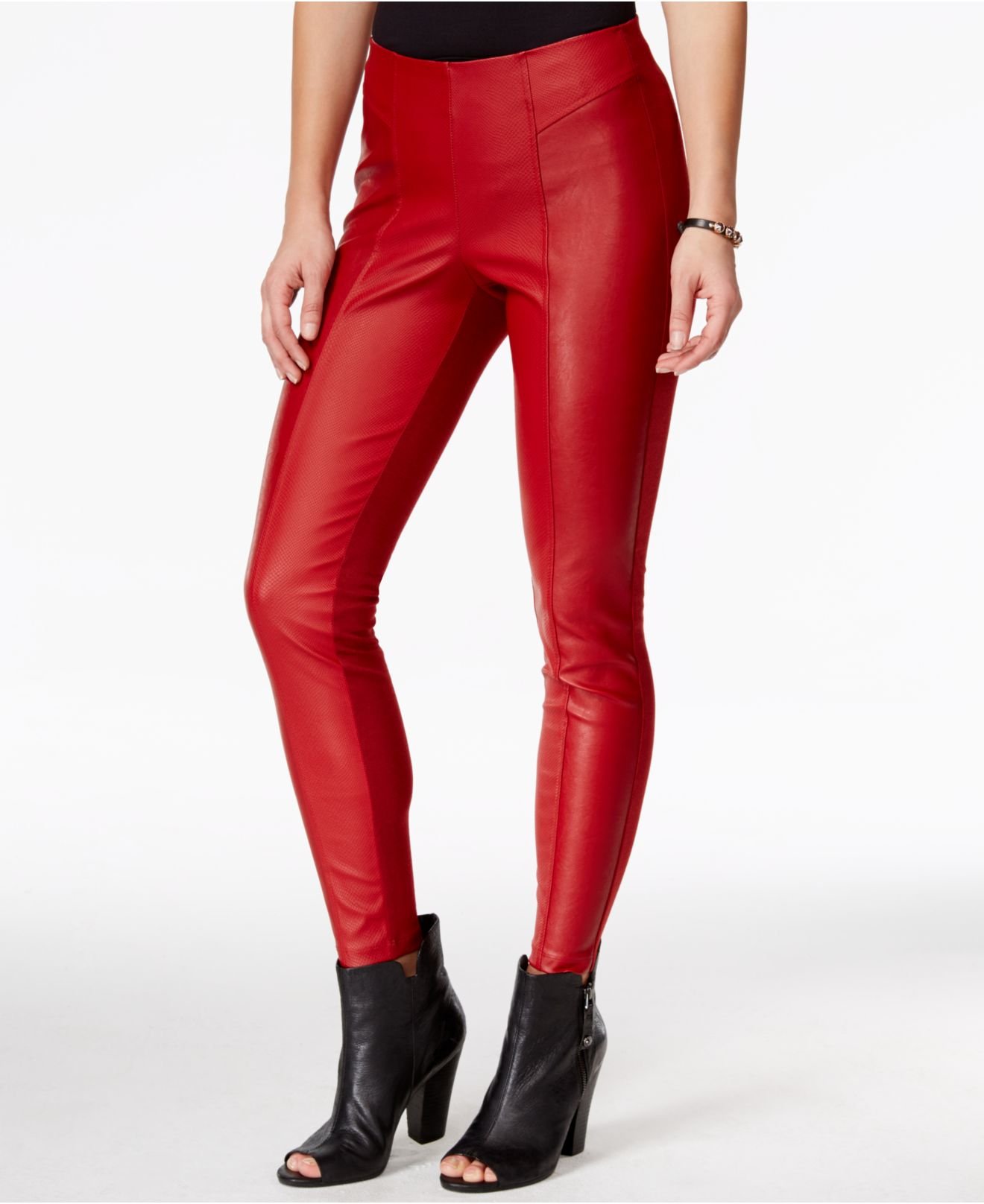 guess red leather pants