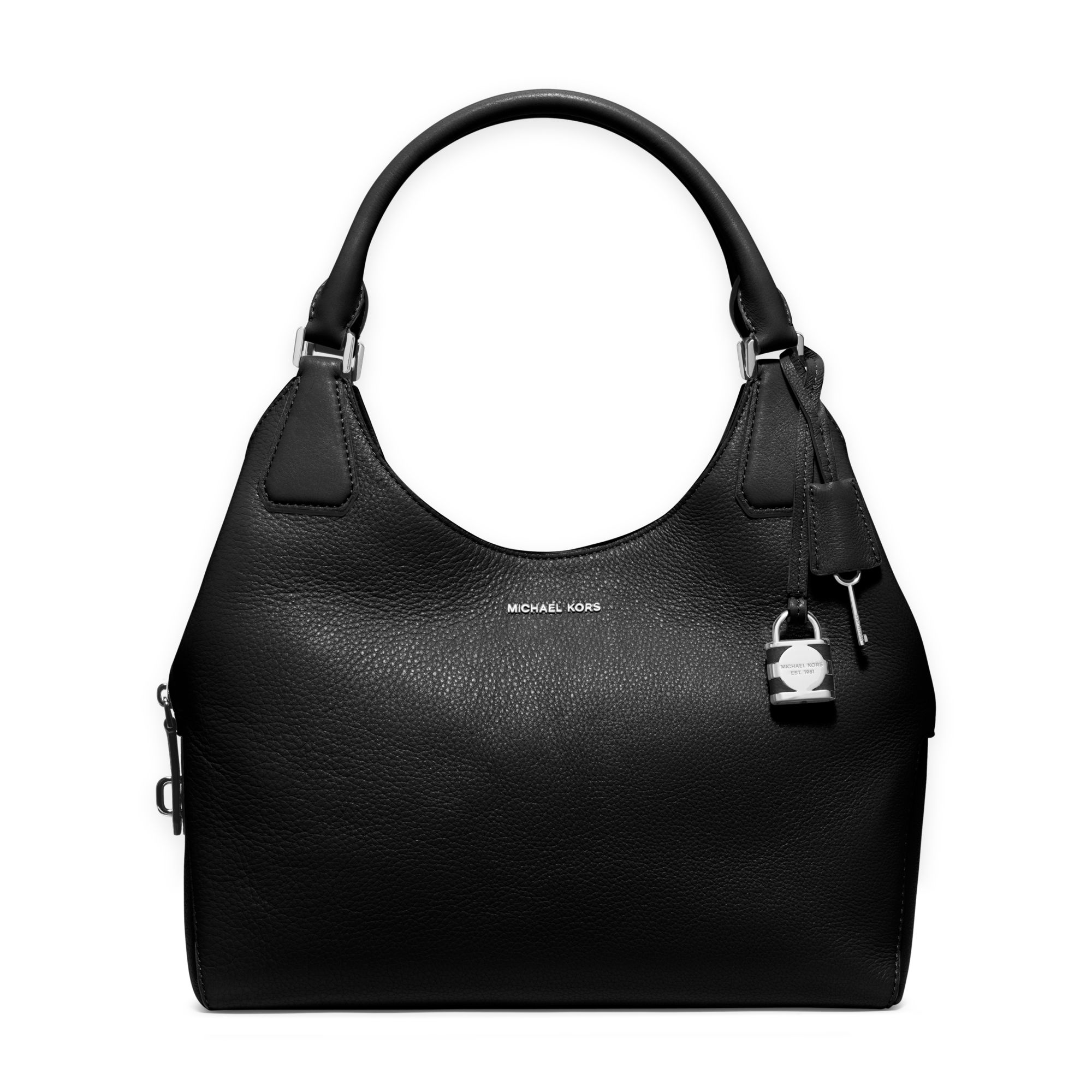 Lyst - Michael Kors Camille Large Leather Shoulder Bag in Black