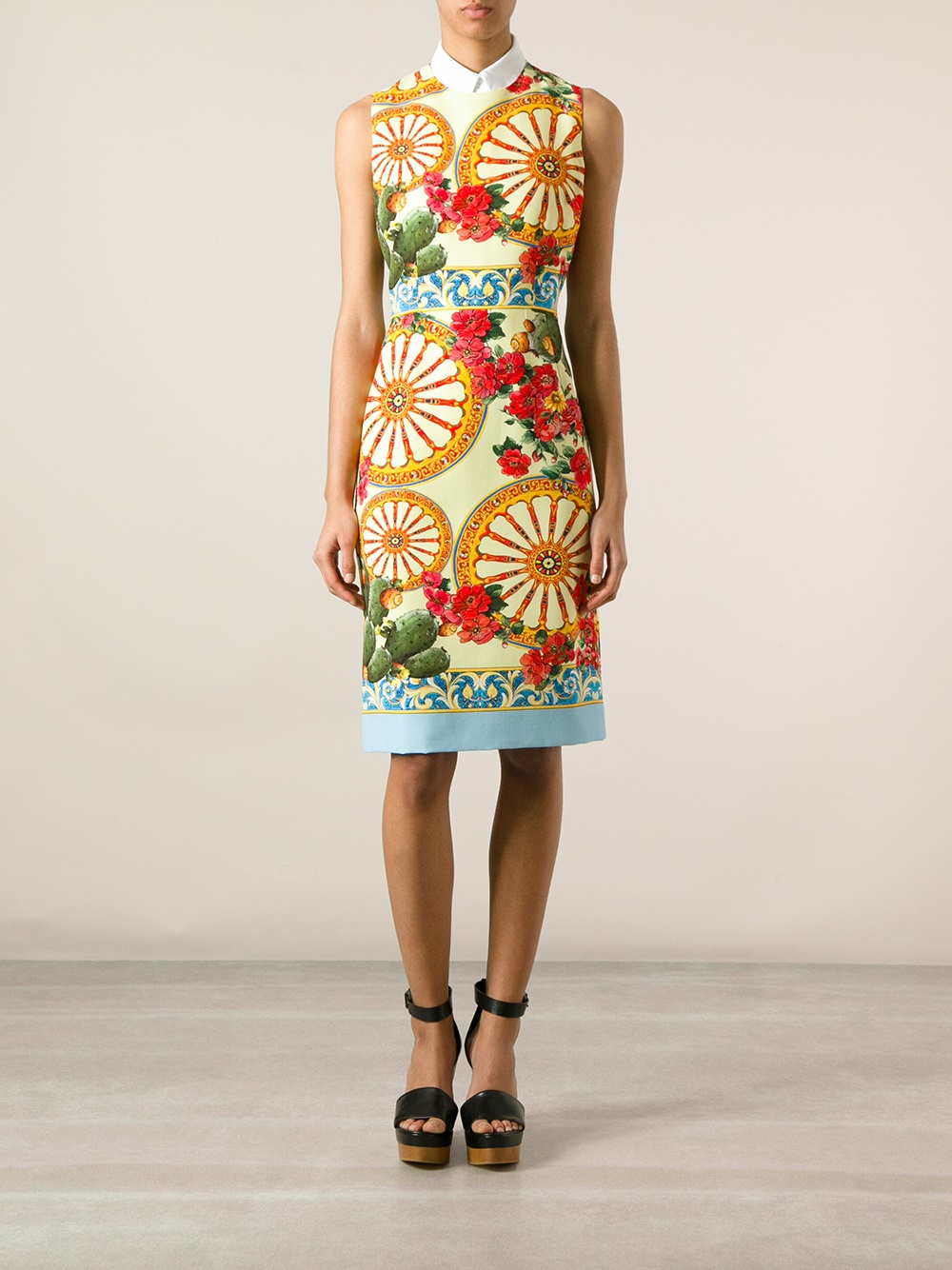 Lyst - Dolce & Gabbana Foulard Print Dress in Orange