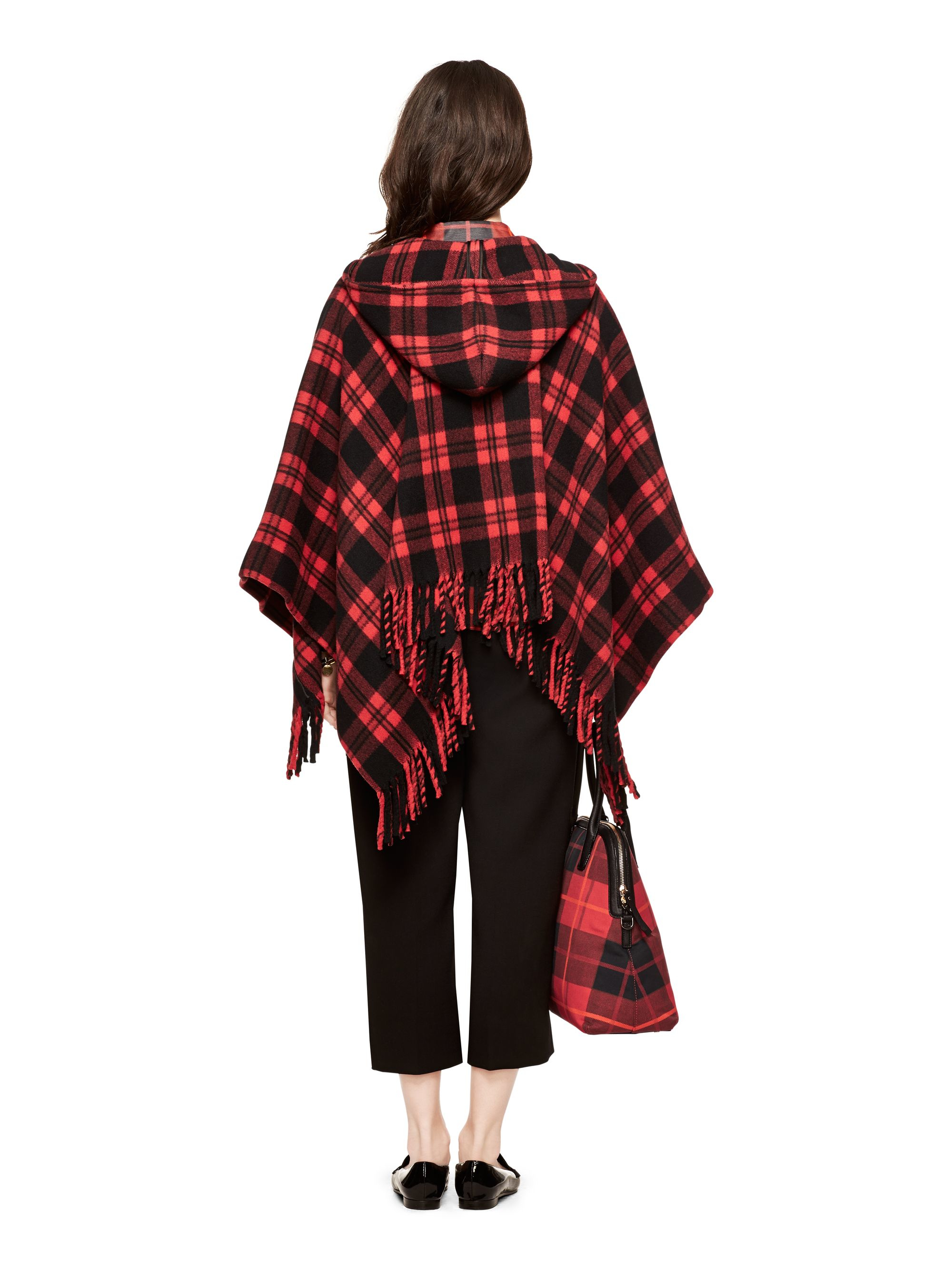 Lyst - Kate Spade New York Plaid Poncho in Red