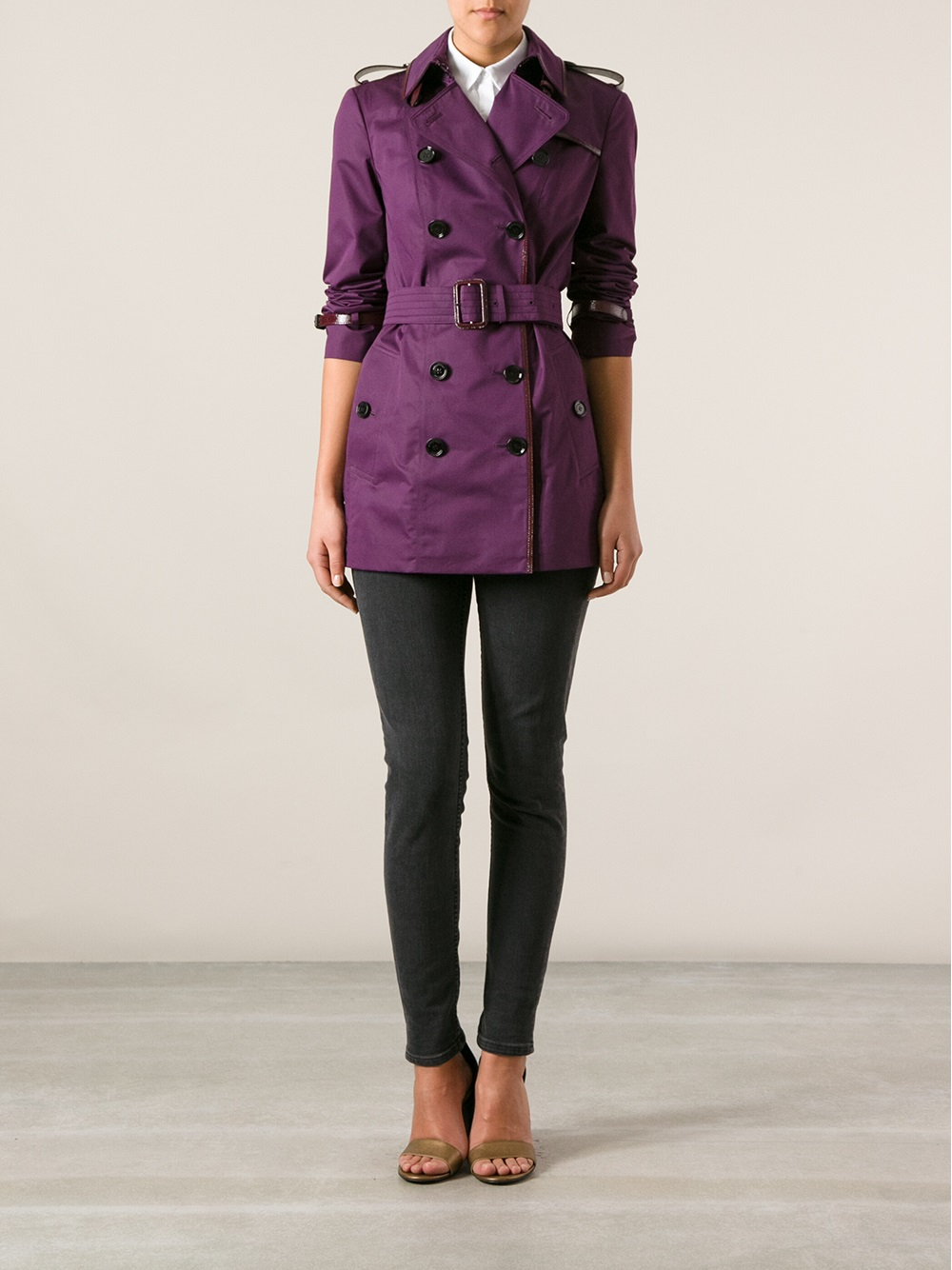 Lyst - Burberry Belted Trench Coat in Purple