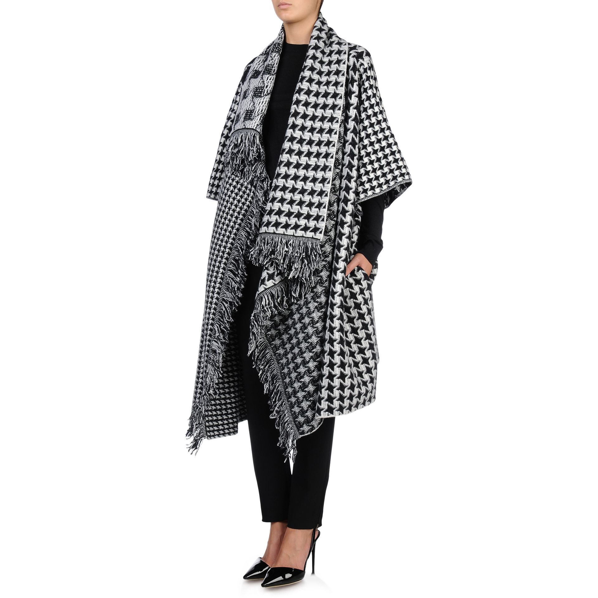 Lyst Stella mccartney Dogtooth Blanket Cape in Black