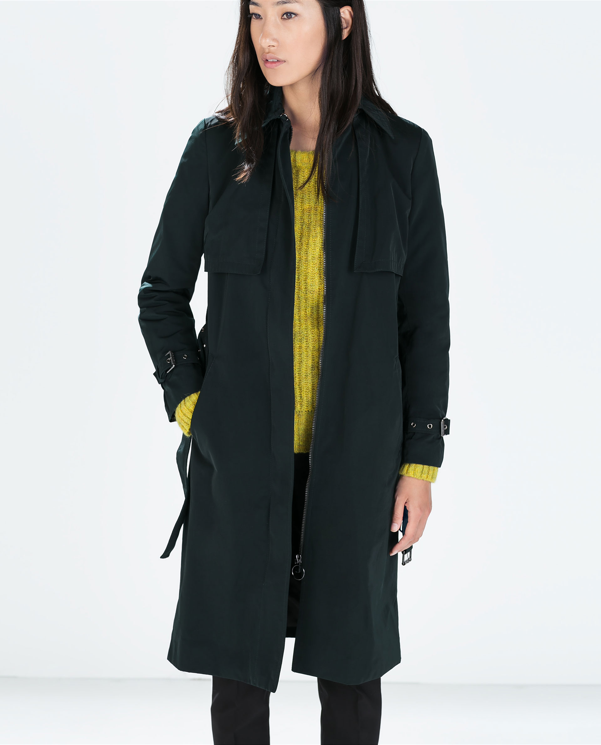 Zara Peplum Trench Coat In Natural Lyst Gallery
