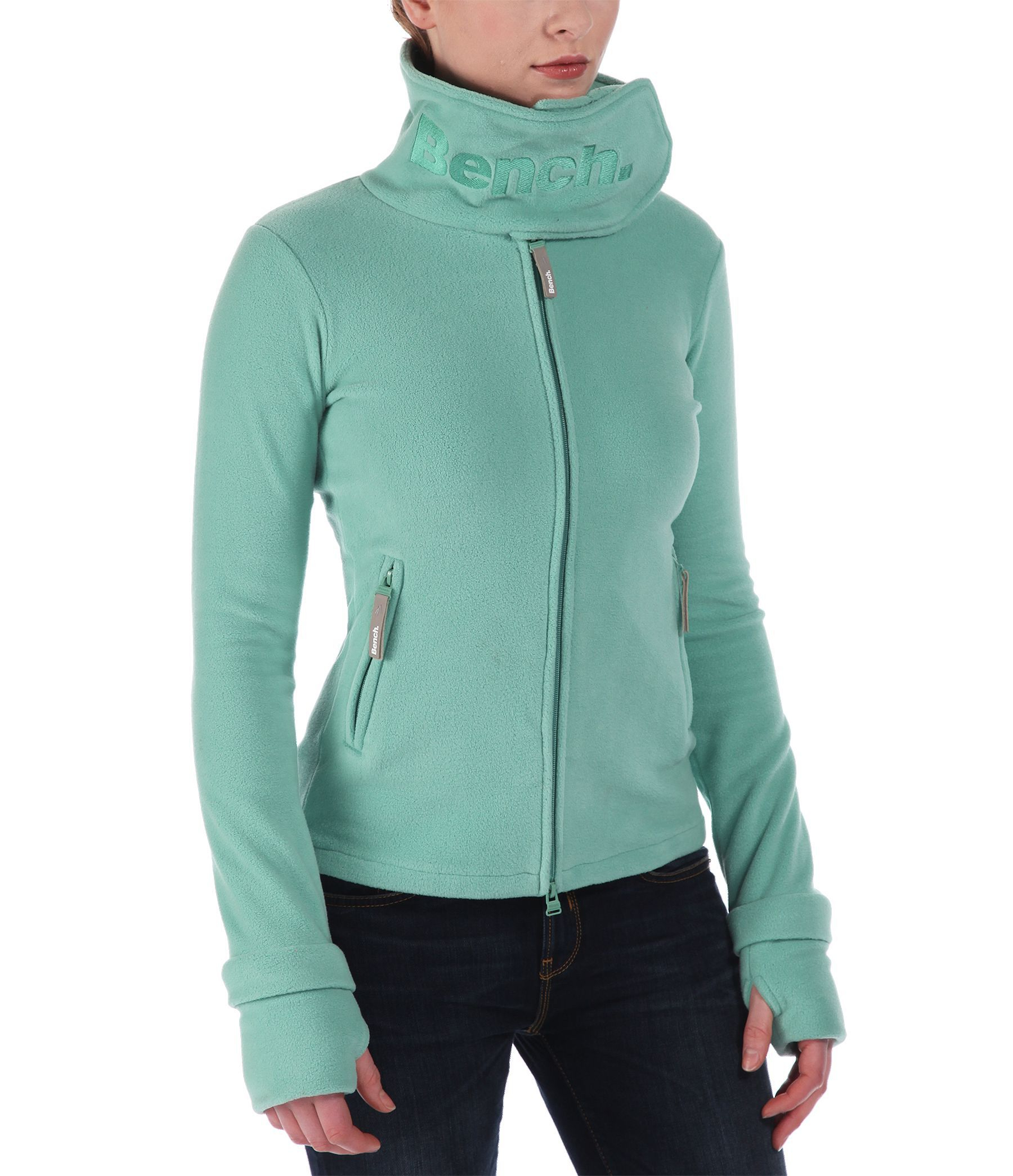 Bench Funnel Neck Zip Up Fleece Top In Light Green Green Lyst