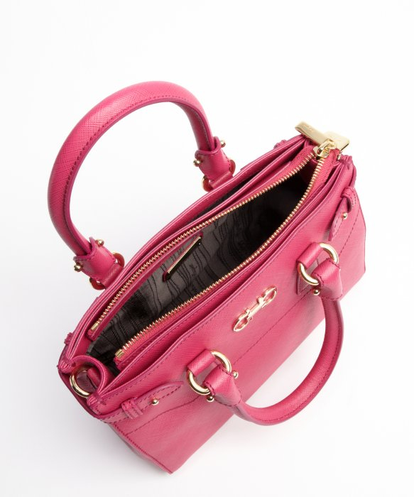 Ferragamo Fuschia Calfskin Double Gancio Small Tote in Pink ...