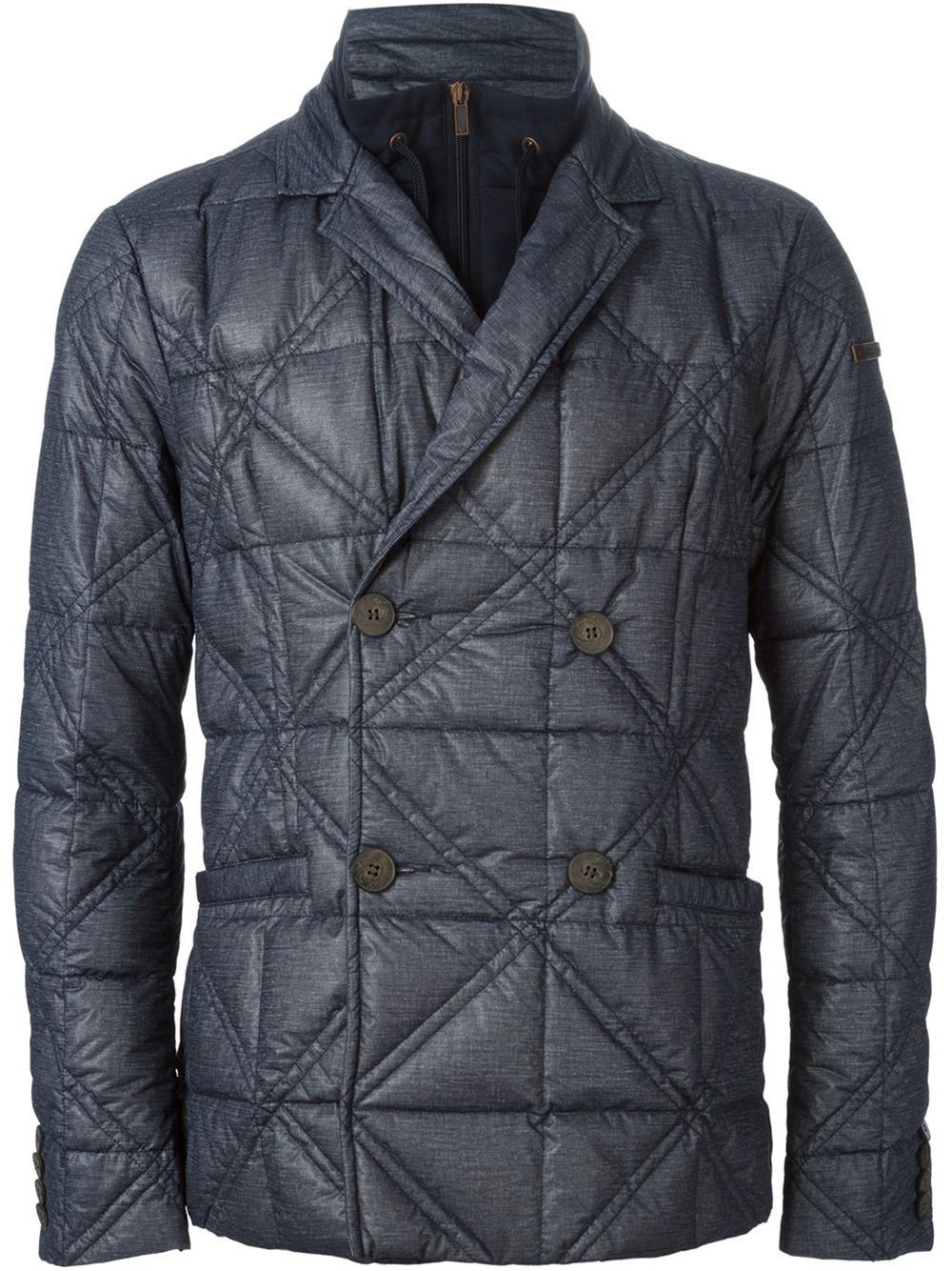 Emporio Armani Double Breasted Quilted Jacket in Blue for Men - Lyst